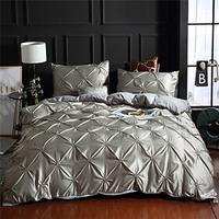 Embroidery Home Bedding Duvet Cover Sets Silky Satin For Kids Teens Adults Bedroom Plain/Solid 1 Duvet Cover 1/2 Pillowcase Shams