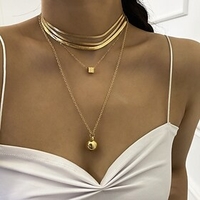 european and american cross-border jewelry,  personalized round ball pendant set item,  creative dice mix and match snake bone chain necklace female