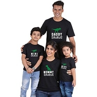Family Look Cotton T shirt Tops Daily Dinosaur Letter Print White Black Gray Short Sleeve Active Matching Outfits