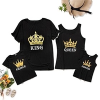 Family Look T shirt Tee Graphic Print Black Short Sleeve Matching Outfits / Summer