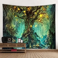 Fantasy Forest Tapestry Wall Tapestry Art Decor Blanket Curtain Picnic Tablecloth Hanging Enchanted Tree Tapestry Tapestries for Home Decor