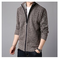free shipping autumn and winter stand collar knitted cardigan jacket men