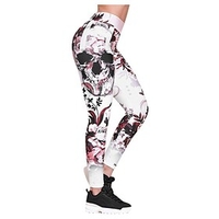 high waisted skull printed yoga leggings for women- extra soft - workout leggings pants-dry fit pink