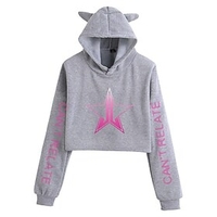 Inspired by Cosplay Jeffree Star Crop Top Hoodie Polyester / Cotton Blend Graphic Prints Printing Cat Ear Crop Top For Women