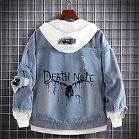 Inspired by Death Note Anime Cartoon L.Lawliet Anime Denim Hoodie Harajuku Graphic Kawaii For Men