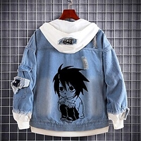 Inspired by Death Note L.Lawliet Cloth Demin Anime Cartoon Harajuku Graphic Kawaii Anime Hoodie For Men