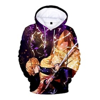 Inspired by Demon Slayer Cosplay Agatsuma Zenitsu Terylene Cartoon Printing 3D Graphic Anime Hoodie For Men
