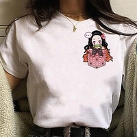 Inspired by Demon Slayer Cosplay Anime Cartoon Polyester / Cotton Blend Print Harajuku Graphic Kawaii T-shirt For Women