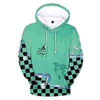 Inspired by Demon Slayer Cosplay Costume Hoodie Kamado Tanjirou Check Terylene Hoodie Printing Harajuku Graphic For Men