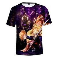 Inspired by Demon Slayer Cosplay Costume T-shirt Agatsuma Zenitsu Graphic Terylene T-shirt Printing Harajuku Graphic For Men