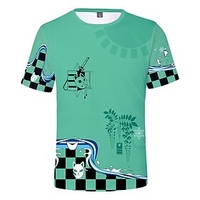 Inspired by Demon Slayer Cosplay Costume T-shirt Kamado Tanjirou Check Terylene T-shirt Printing Harajuku Graphic For Men