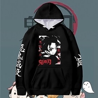 Inspired by Demon Slayer Kamado Tanjirou 100% Polyester Hoodie Cartoon Harajuku Graphic Kawaii Anime Hoodie For Men