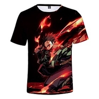 Inspired by Demon Slayer Kamado Tanjirou Cosplay Costume T-shirt Terylene Graphic Printing Harajuku Graphic T-shirt For Women