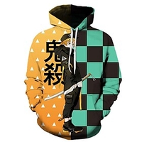 Inspired by Demon Slayer Kamado Tanjirou Poly / Cotton Hoodie Anime Graphic Anime Hoodie For Men