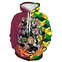 Inspired by Demon Slayer Kamado Tanjirou Poly / Cotton Hoodie Anime Graphic Anime Hoodie For Men