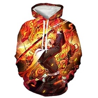 Inspired by Demon Slayer Rengoku Kyoujurou 100% Polyester Hoodie Anime 3D Harajuku Graphic Anime Outerwear For Men