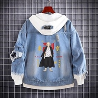 Inspired by Tokyo Revengers Anime Cartoon Sano Manjiro Anime Poly / Cotton Coat Denim Jacket Harajuku Kawaii For Men