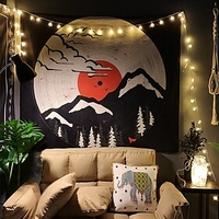 Japanese Painting Style Ukiyo-e Wall Tapestry Art Decor Blanket Curtain Hanging Home Bedroom Living Room Decoration Landscpe Mountain Sun Cloud
