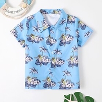 Kids Boys One Piece Swimwear Swimsuit Print Swimwear Short Sleeves Floral Print Blue Active Outdoor Beach Bathing Suits 1-5 Years / Spring / Summer