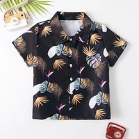 Kids Boys One Piece Swimwear Swimsuit Print Swimwear Short Sleeves Print Black Active Outdoor Beach Bathing Suits 1-5 Years / Spring / Summer