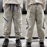 Kids Boys Pants Gray Solid Colored Active Fall Spring 4-13 Years Casual / Basic / Cotton