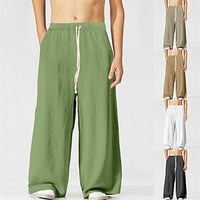 Kids Boys Pants Green White Khaki Drawstring Solid Colored Active Spring Summer 3-10 Years Street / Basic