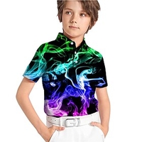 Kids Boys Shirt Short Sleeve 3D Print Button Graphic Green Blue Fuchsia Children Tops Active Fashion Daily Spring Summer Daily Outdoor Regular Fit 3-12 Years /