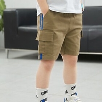 Kids Boys Shorts Khaki Orange Navy Blue Solid Colored Active Fall Summer 3-12 Years Casual / Basic / Cotton