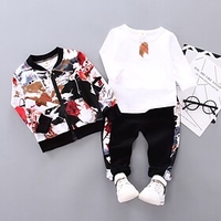 Kids Boys Sweatshirt Pants Jacket Pants Long Sleeve 3 Pieces Black Print Print Street School Vacation Regular Casual Cool Street Style 1-5 Years / Fall / Win