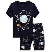 Kids Boys T-shirt Shorts Clothing Set Short Sleeve 2 Pieces Black Crewneck Print Galaxy Street Sports Vacation Fashion Comfort Cool Daily 3-13 Years / Spring