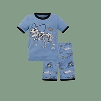 Kids Boys T-shirt Shorts Clothing Set Short Sleeve 2 Pieces Blue Print Cartoon Dinosaur Cotton Comfort Daily 3-10 Years / Summer