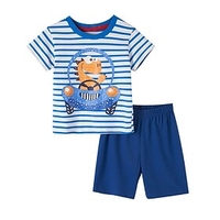 Kids Boys T-shirt Shorts Clothing Set Short Sleeve 2 Pieces Blue Print Cartoon Dragon Stripe Indoor Outdoor Cotton Regular Casual Daily 2-8 Years / Spring / S