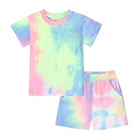 Kids Boys T-shirt Shorts Clothing Set Short Sleeve 2 Pieces Blue Purple Pink Tie Dye Street Vacation Active Cool 2-8 Years / Summer