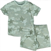 Kids Boys T-shirt Shorts Clothing Set Short Sleeve 2 Pieces Green Crewneck Print Camo Camouflage Star Street Sports Vacation Fashion Comfort Cool Daily 3-13 Y