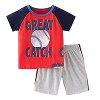 Kids Boys T-shirt Shorts Clothing Set Short Sleeve 2 Pieces Red Print Color Block Letter Indoor Outdoor Cotton Regular Casual Daily 2-8 Years / Spring / Summe