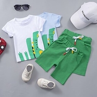 Kids Boys T-shirt Shorts Clothing Set Short Sleeve 2 Pieces White Light Blue Ruffle Loose Cartoon Dinosaur Indoor Outdoor Active Fashion 1-3 Years / Summer