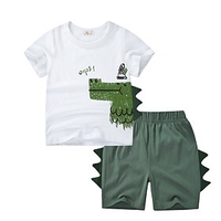 Kids Boys T-shirt Shorts Clothing Set Short Sleeve 2 Pieces White Print Cartoon Crocodile Letter Street Cool Daily 2-8 Years / Summer