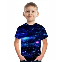 Kids Boys T shirt Short Sleeve 3D Print Galaxy Purple Children Tops Active Fashion Daily Spring Summer Daily Outdoor Regular Fit 3-12 Years / Sports