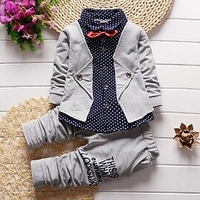 Kids Toddler Boys Shirt Pants FormalSet Long Sleeve 2 Pieces Gray Red Navy Blue Polka Dot Color Block Party School Cotton Regular Active Basic / Fall / Winte
