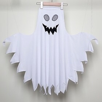 Kids Unisex Cloak Cape Ghost White Cotton Children Tops Active Fall Halloween Regular Fit 3-8 Years