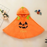 Kids Unisex Hoodie Long Sleeve Cartoon Pumpkin Letter Orange Cotton Children Tops Active Fall Halloween Regular Fit 3-8 Years