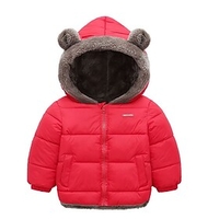 Kids Unisex Long Sleeve Down Coat Green Black Red Pocket Plain Active Fall Winter 2-6 Years Street / Basic / Cotton