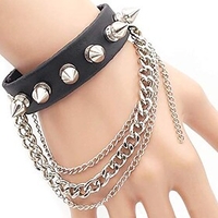 Leather Bracelet Gothic Chain Rivet Bracelet Hip Hop Alloy Chain Metal Spike Studded Rivet Wristband Adjustable Punk Rock Rivet Wrap Cuff Bangle Bracelet Set f