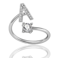letter sliver rings initial alphabet a-z 26 letters adjustable rings for women open rings