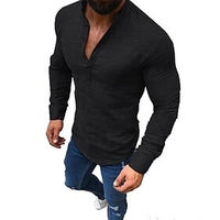 men button down shirts long sleeve slim fit casual muscle button down dress shirt (xxxl,  black)