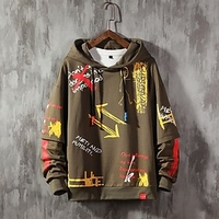 Mens Graffiti Hoodies Print Sweatshirt Fashion Tracksuit Casual Hip-hop Funny Coat Streetwear Hoodie
