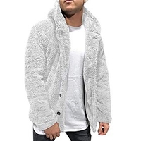 mens hooded jacket 2021 fuzzy sherpa fleece warm casual solid fashion simple open front cardigan winter coat plus size winter loose big and tall outwear