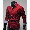 Men's Shirt Solid Colored
Collar Button Down Collar Long
Sleeve Slim Tops Business Wine
White Black
