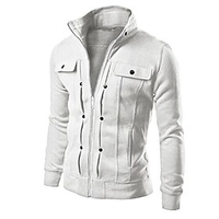 mens top fashion slim designed lapel cardigan slim fit coat jacket white