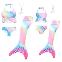 Mommy and Me Swimsuit Causal Mermaid Backless Blue Purple Pink Sleeveless Vacation Matching Outfits / Layered / Summer / Cute / Print